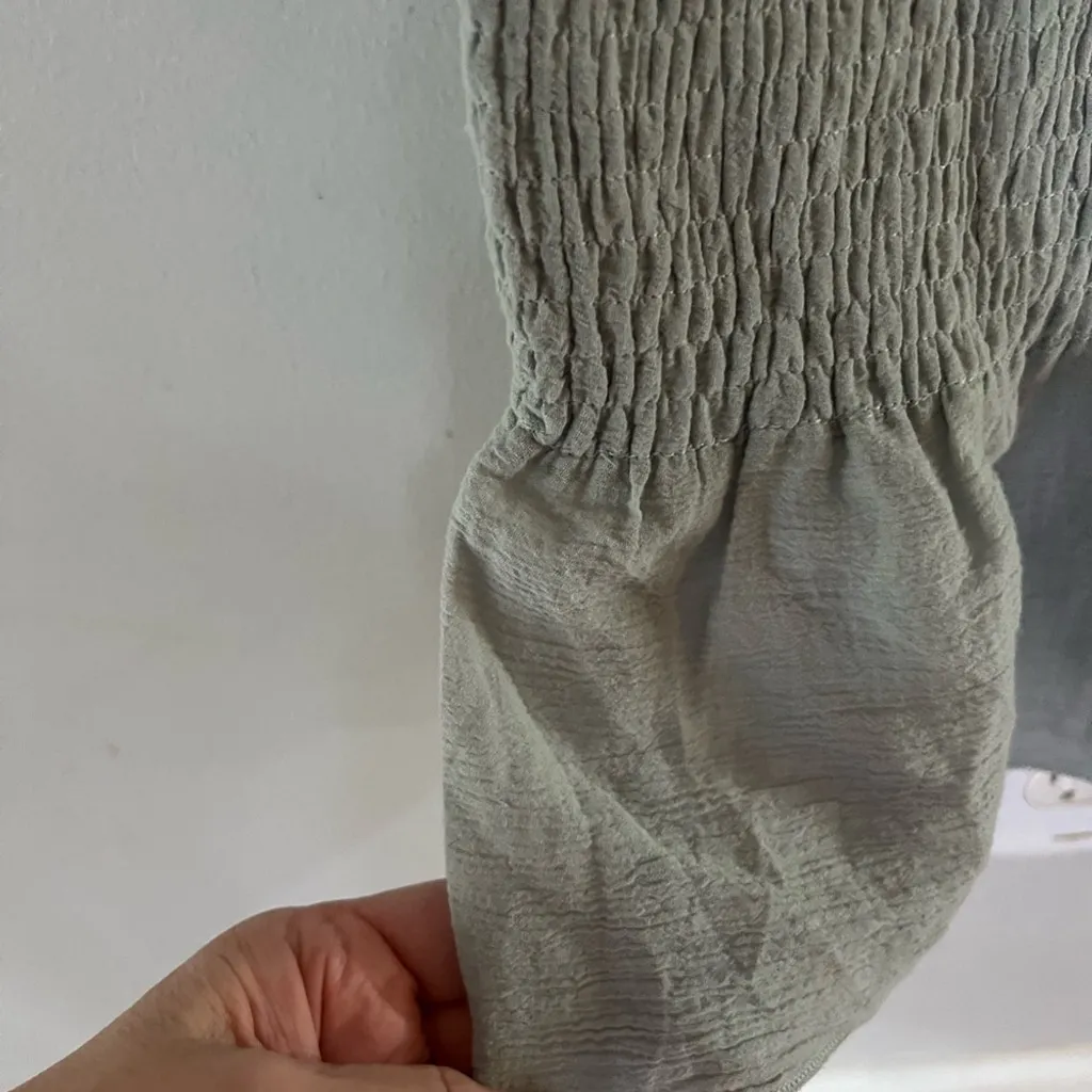 Baltic Born Off-Shoulder Bodycon Midi Dress. Sage Green Cottagecore Soft Girl - Image 6