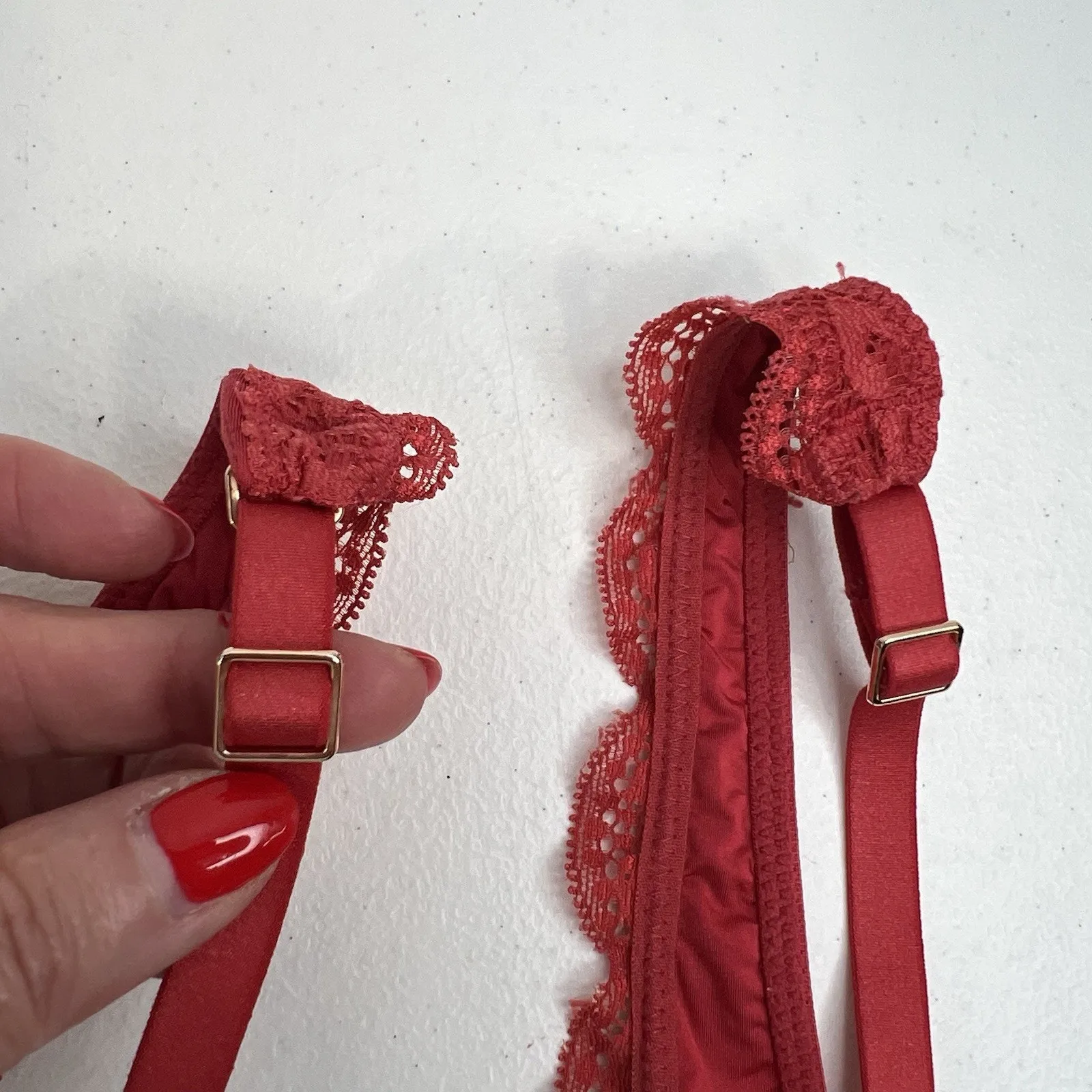 Aerie Happy Size 32A Bra Very Sexy Lined Demi Push Up Underwire Red Lace Plunge - Image 5