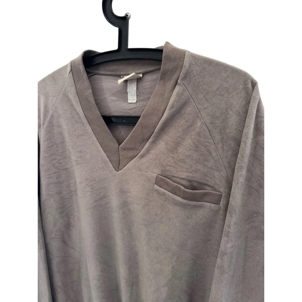 American Vtg 80's Lee Velour V neck taupe sweater raglan sleeve large - Image 2