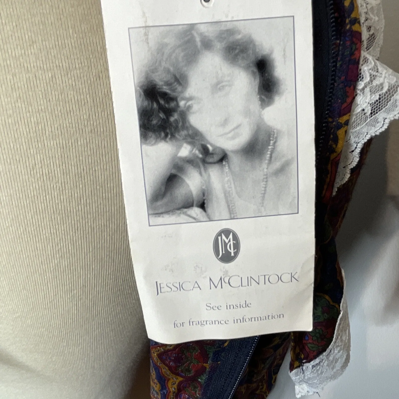 Vtg 80s Gunne Sax Dress Jessica‎ McClintock Navy Paisley Garden Lace Collar Sz 7 - Image 9