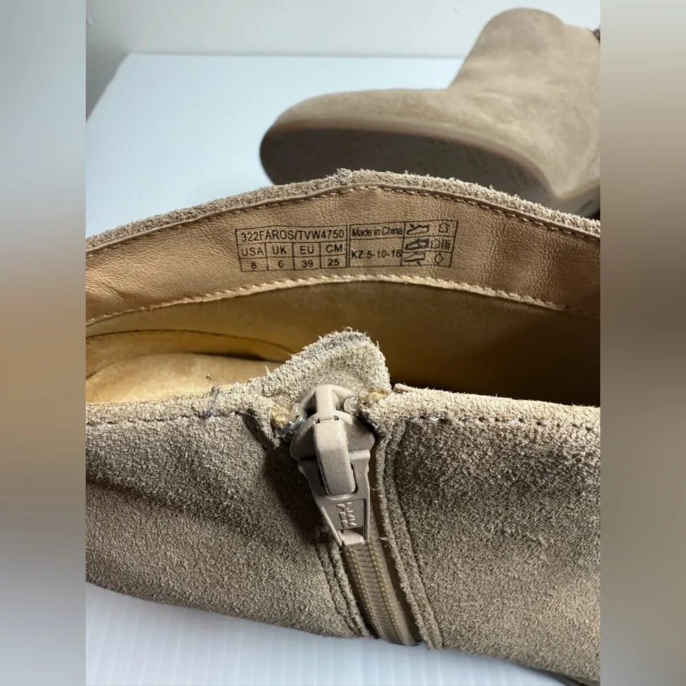 Faros Boots Womens 8 Tan Suede Studded Fringe Zip Ankle Booties Cowgirl - Image 10