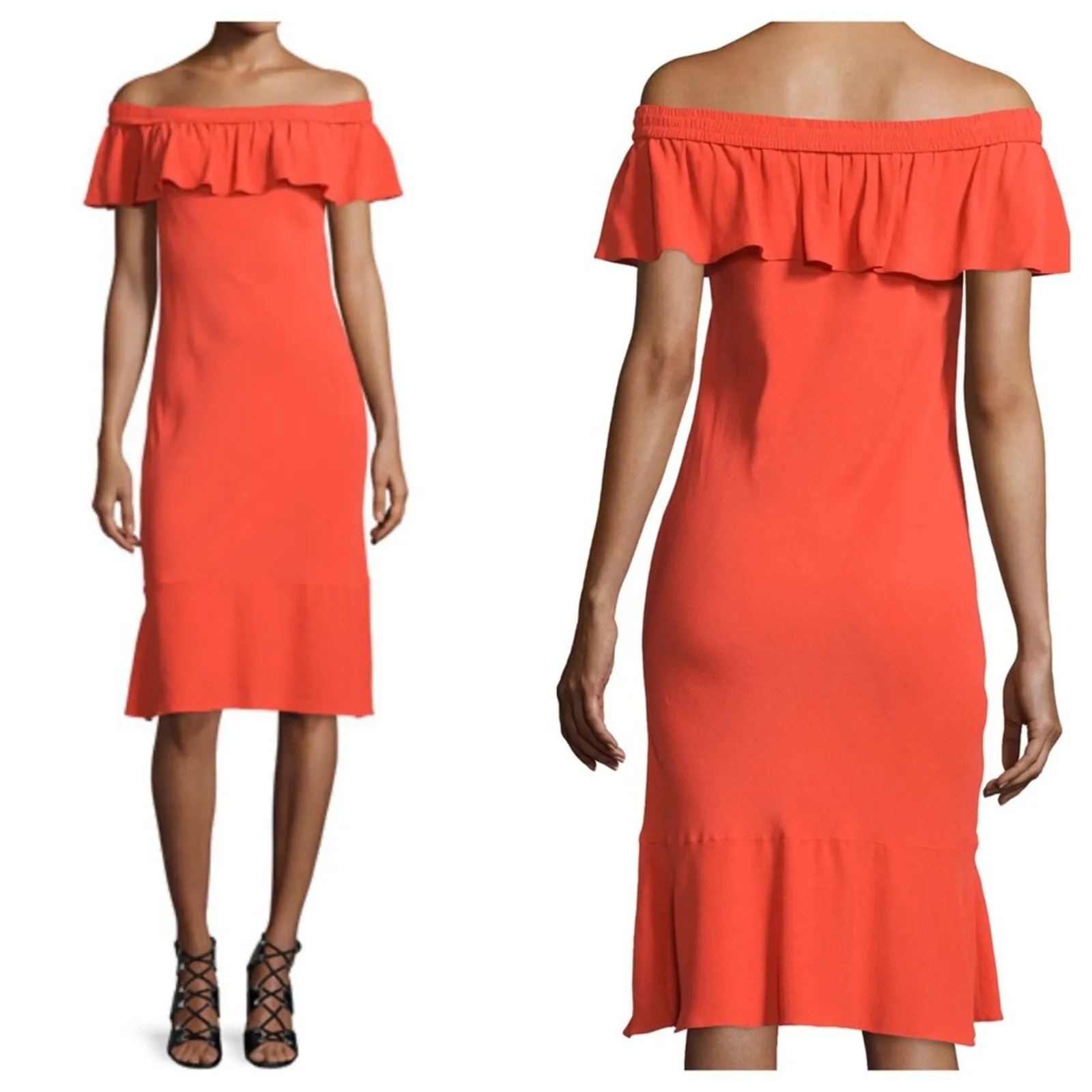 Veronica Beard Oleta Ruffled Off-the-Shoulder Dress Red - Image 17
