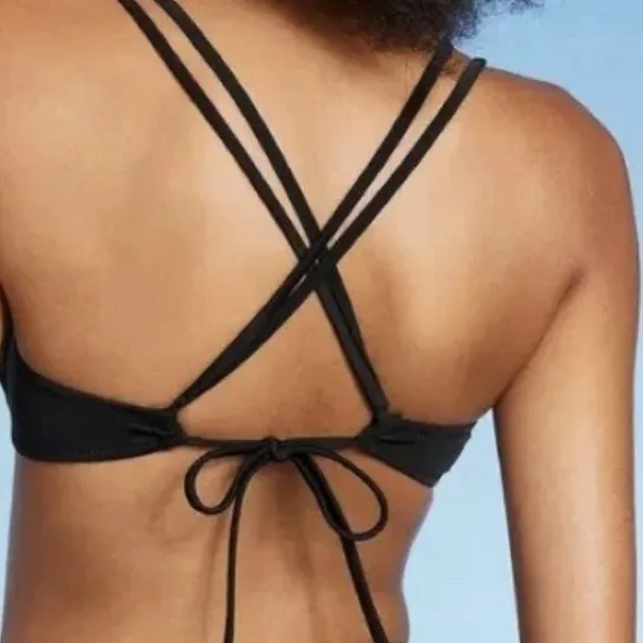 Shade & Shore  Black Strappy Padded Bikini Top - Image 4