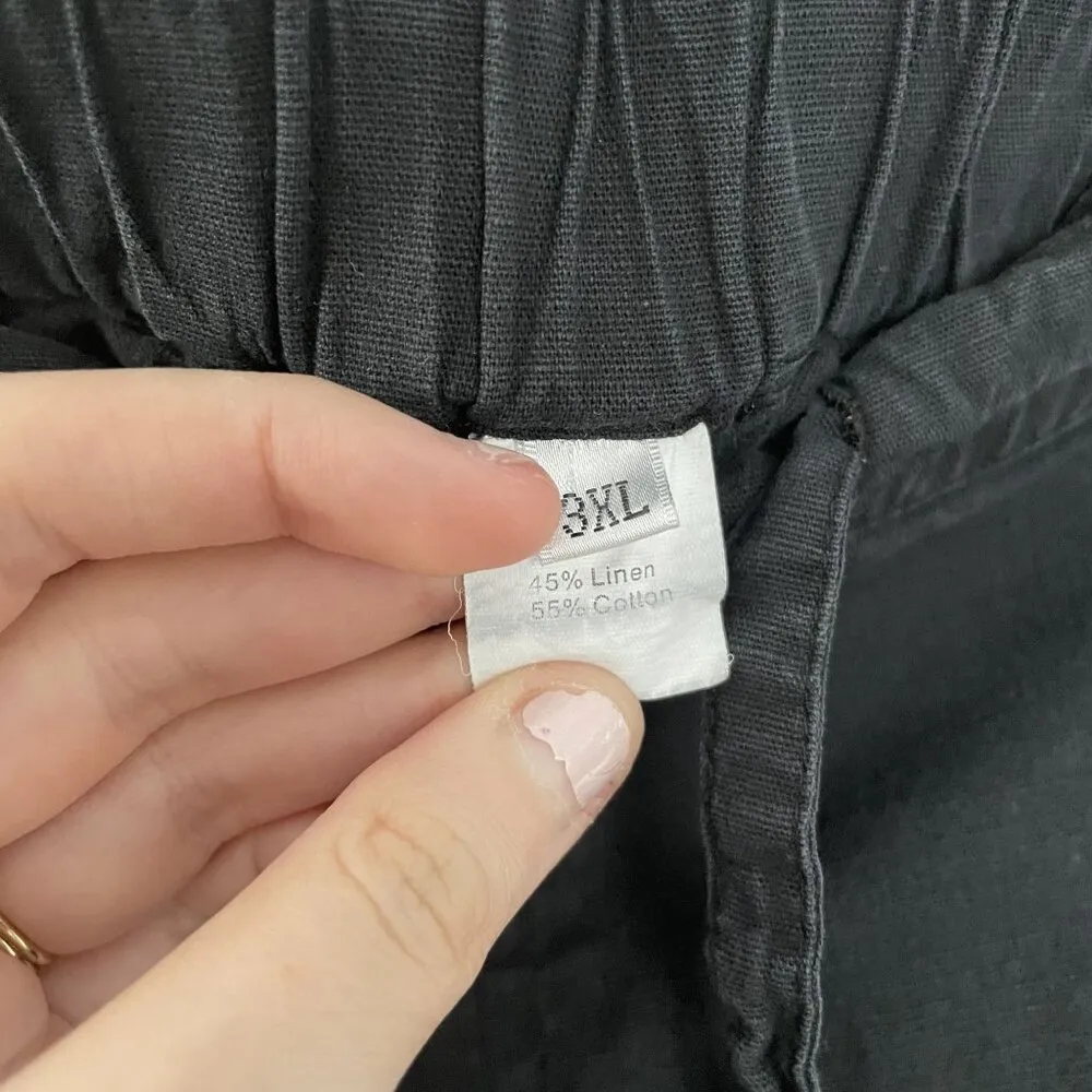 Women's 3XL Black Casual Pants With Drawstring Waist Linen/Cotton Blend light Size undefined - Image 4