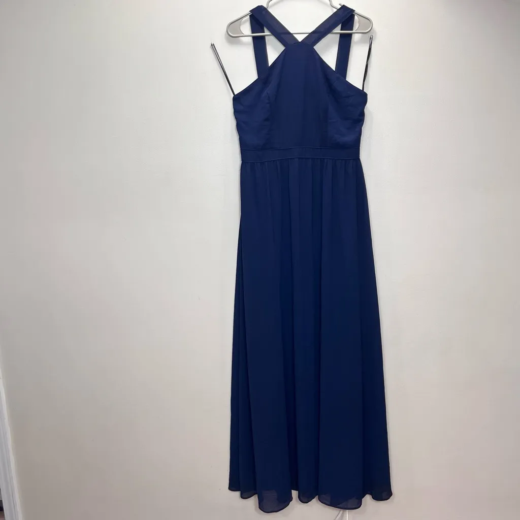 Lulus Air of Romance Navy Blue Chiffon Maxi Dress Size XL‎ - Image 6