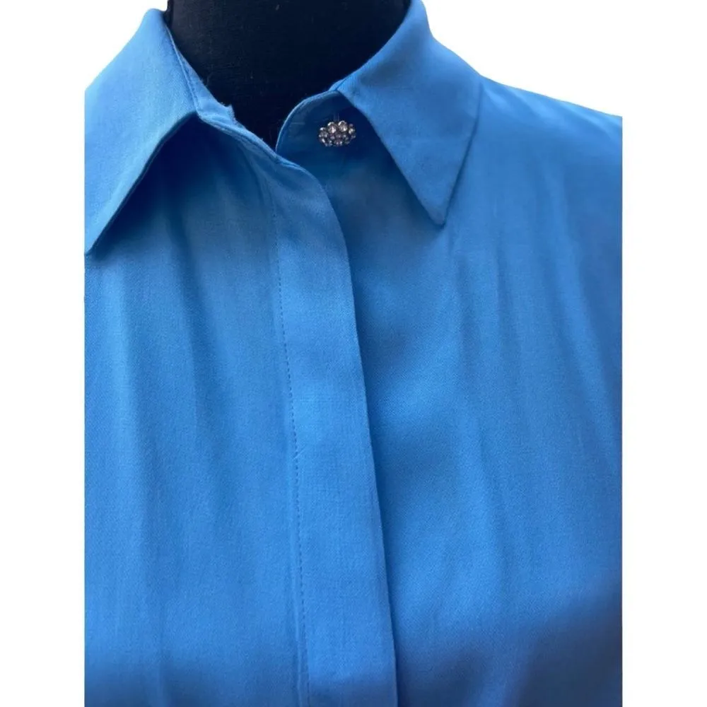 NEW ZARA sky blue Satin Button Up Mini Dress with Gem Detailing - Image 11