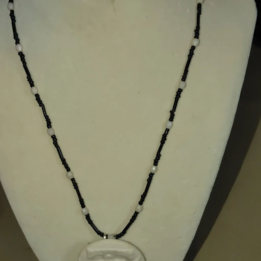 Brooch Pendant Liberty Bell Ceramic Porcelain Penny Sanford 353 Glass Necklace Black Size 18 - Image 8