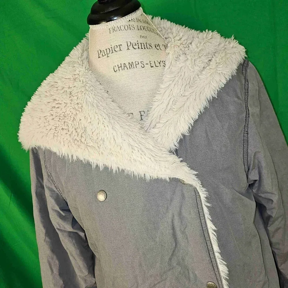 Free People Womens Gray‎ Sherpa Lined Parka Coat XS - Image 3