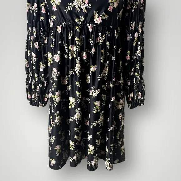 Smith & Quinn Greta Black Floral Puff Sleeve Mini Dress Size M‎ Size M - Image 6