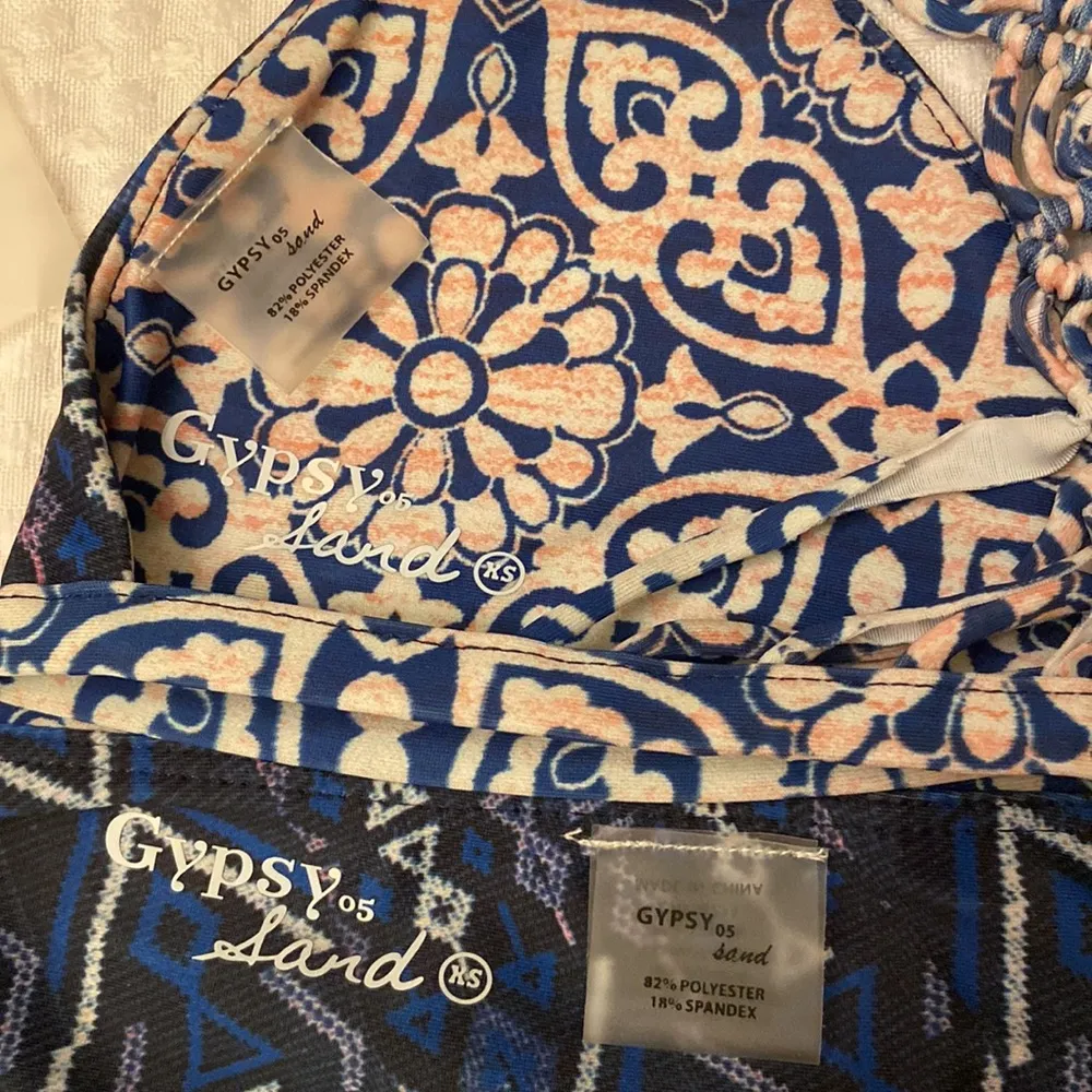 NEW! GYPSY 05 SAND Bikini Size XS Small Racerback Top Cheeky Bottoms Blue Multi - Image 13