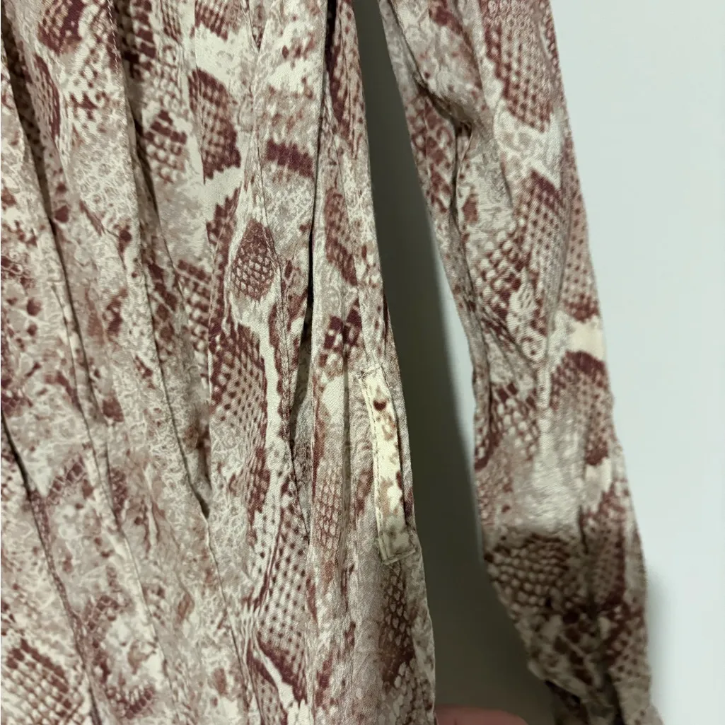 Habitual Rae Snake Print Button Front Shirtdress tan beige size XS - Image 12