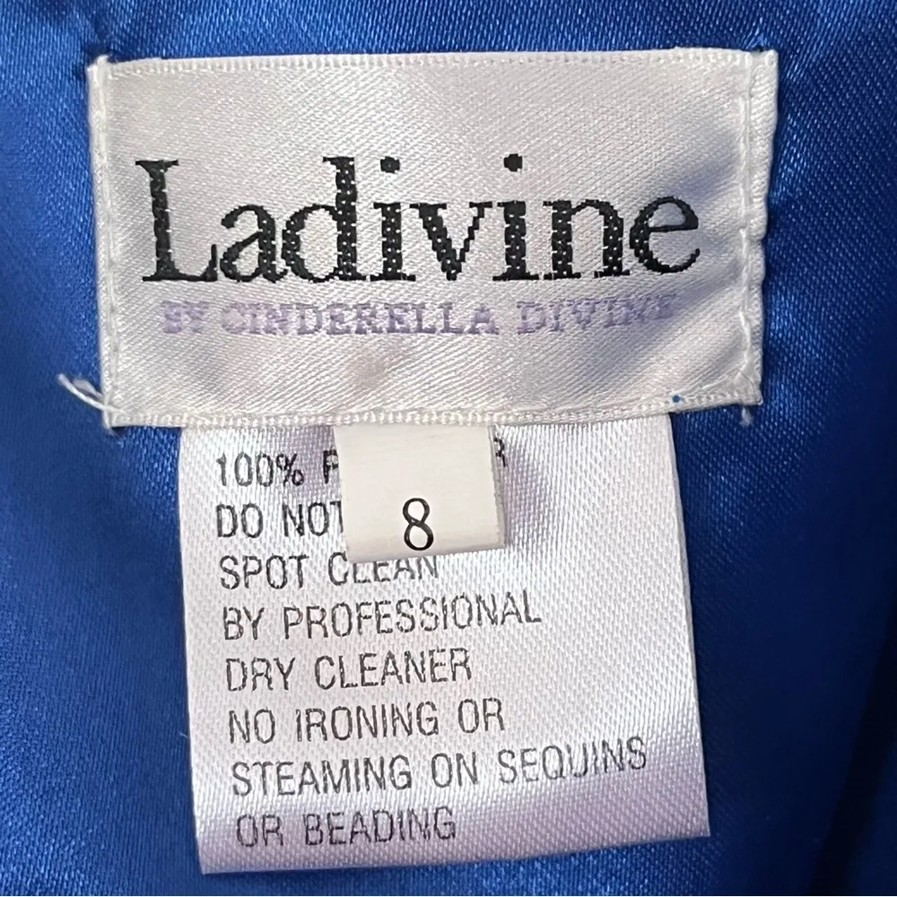 Ladivine By‎ Cinderella Divine Long Formal Mermaid Prom Ball Gown Size 8 Beaded Blue - Image 9