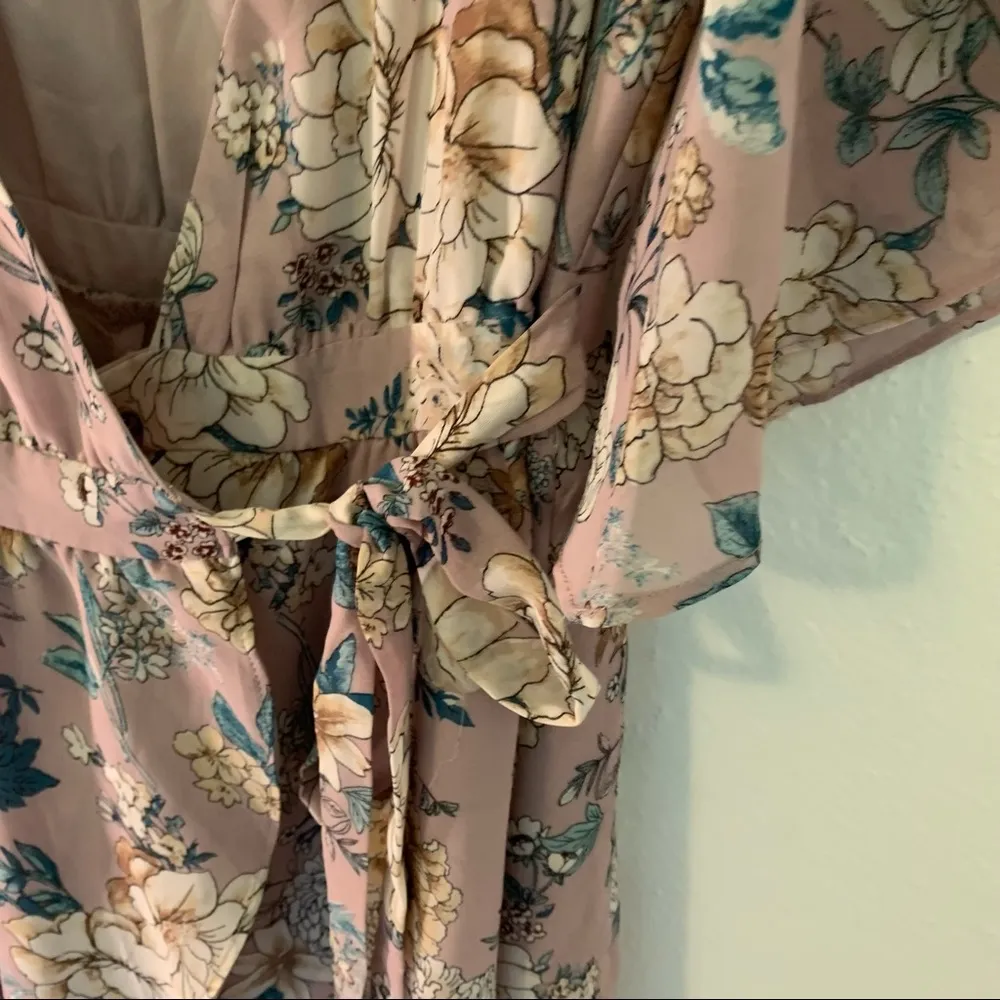 Chelsea28  High Low Wrap Dress Mauve Pink Floral - Image 8