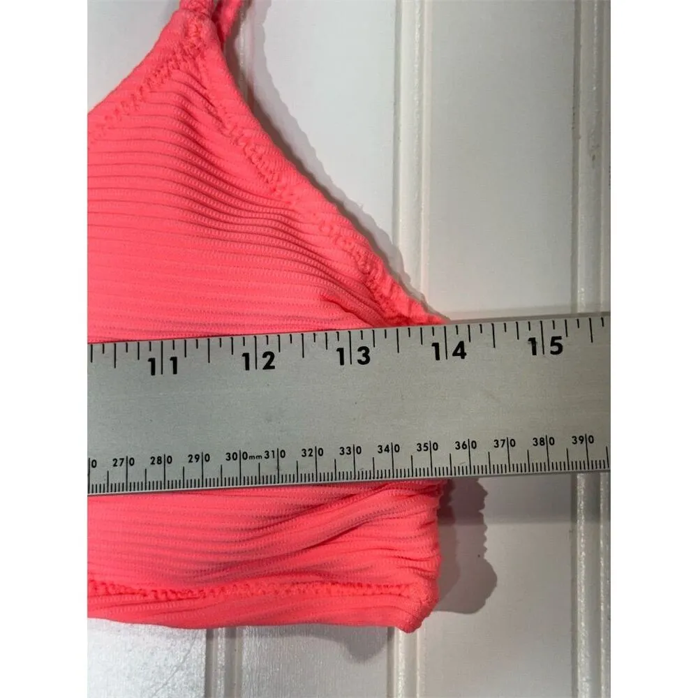 Cupshe Bikini Set XL Pink Ribbed Rainbow Bead Tie‎ Swim Retro Pool Barbie NWT - Image 3