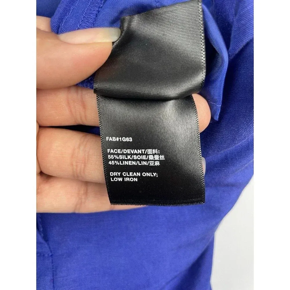 Lafayette 148 Blue Purple Ryerson Silk Linen Flat Front Bermuda Shorts Size 12‎ - Image 8