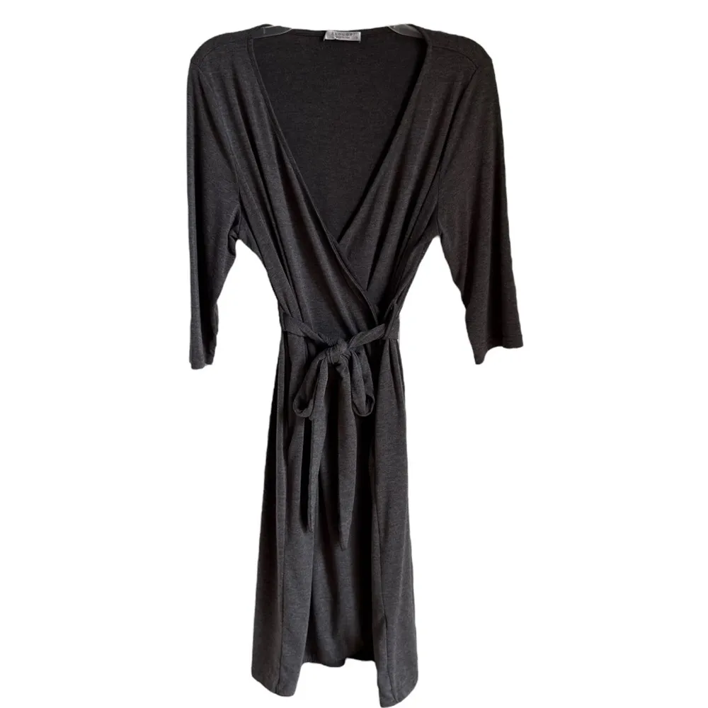 Maternity Nursing Robe Wrap Grey Lightweight 3/4 Sleeve Pockets Small Women’s - Image 5