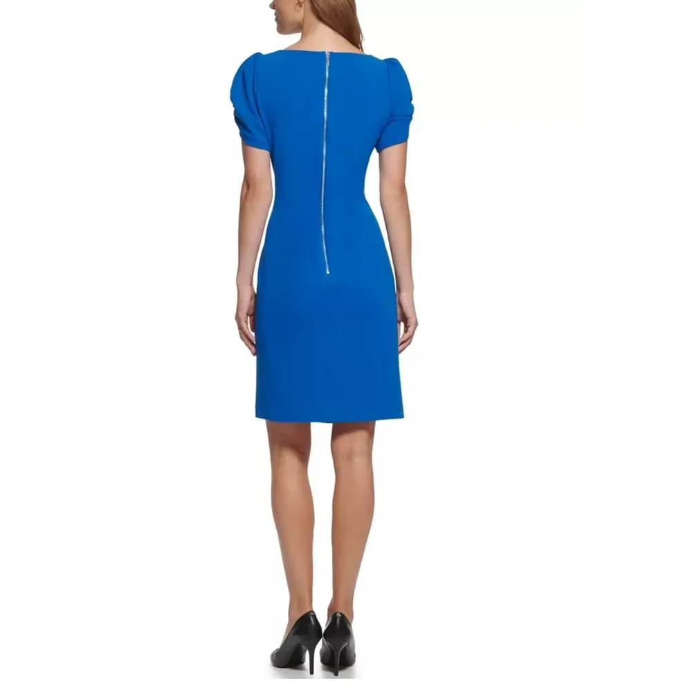 Karl Lagerfeld Paris Blue Puff Sleeve Sheath Dress Women's Size 16 - Image 2