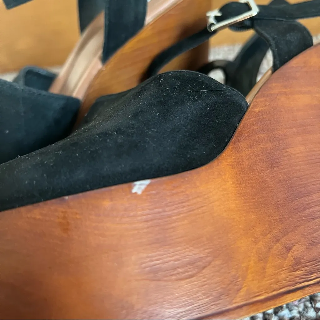 Steve Madden Bellini Black Suede Wedge Sandal Size 8.5 - Image 2