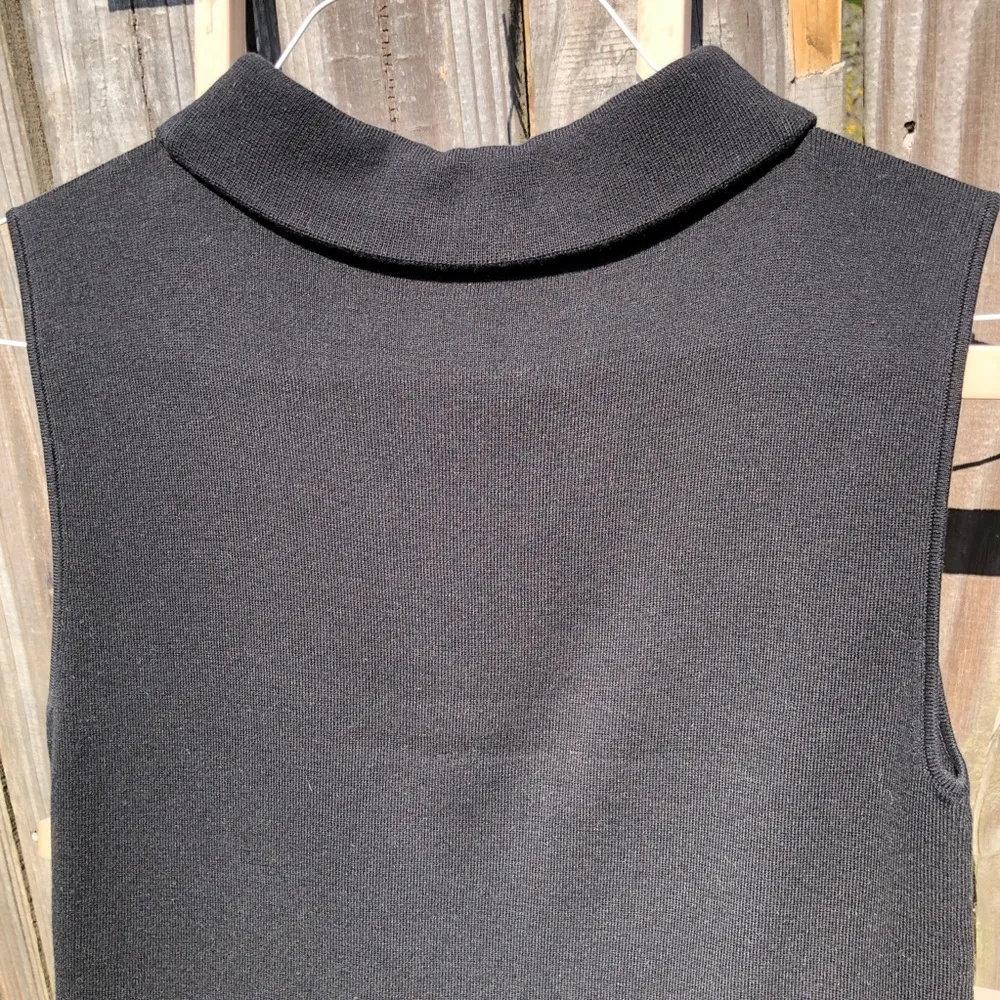 Cowl Neck Cotton Blend Sleeveless Sweater Black M - Image 6