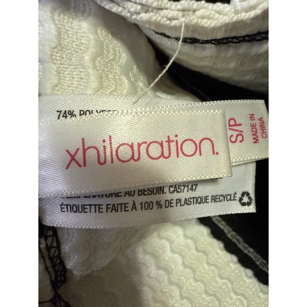 Xhilaration Womens Black White Textured Striped Pleated Mini A-Line Skirt Size S - Image 4