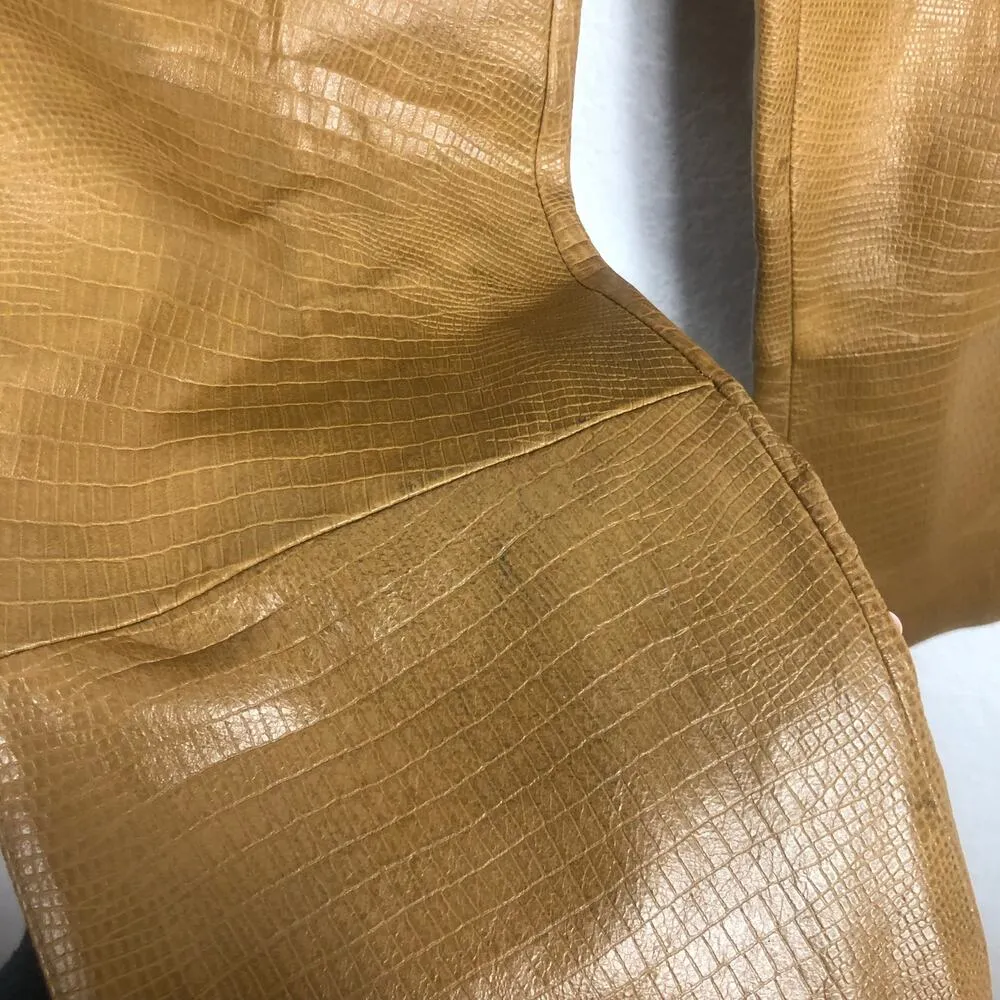 Vintage Wilsons Leather Textured Pants Size 2 Tan Hi Rise Straight Leg Y2K 70s - Image 10