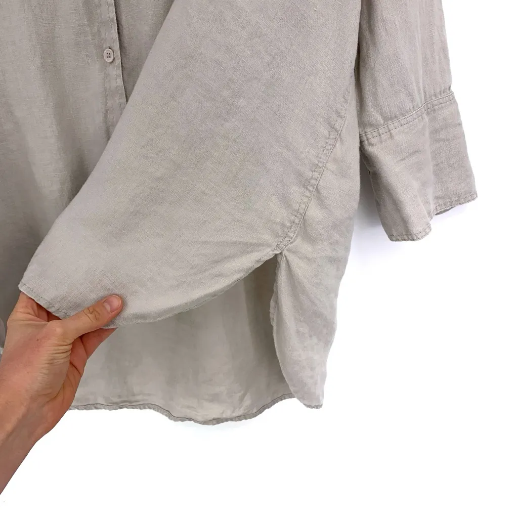 ZARA Linen Button Down Casual Shirt Grey S - Image 2