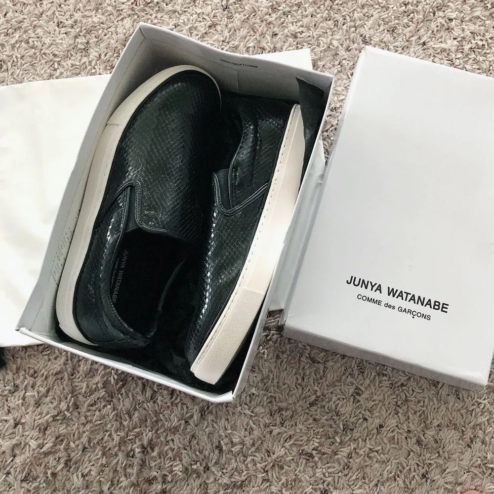 Comme des Garçon Embossed Sneakers Slip-On Shoes, Black/White Size 11 New in Box - Image 10