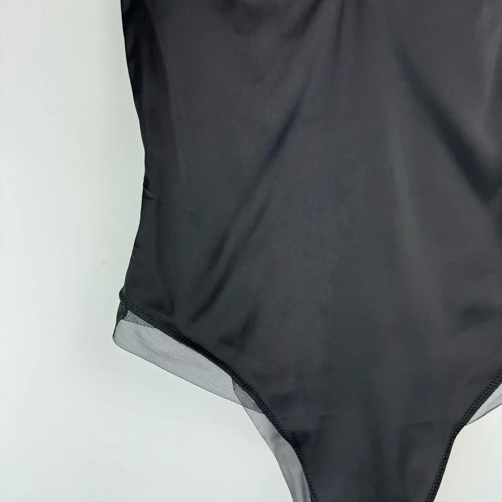 NWT ZARA Black Satin Teddy Mesh Trim Bodysuit Sz Small Lingerie Sexy - Image 5