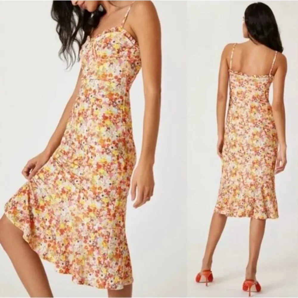 HUTCH Anthropologie Selene Floral Bustier Midi Dress - Image 3