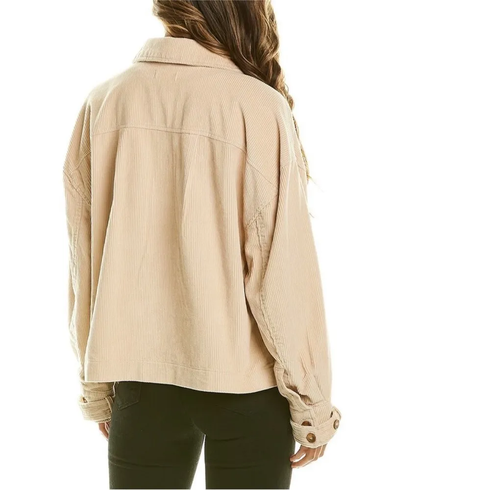 NEW AVEC LES FILLES CORDUROY CREAMY BEIGE OVERSIZED CROPPED JACKET M - Image 2