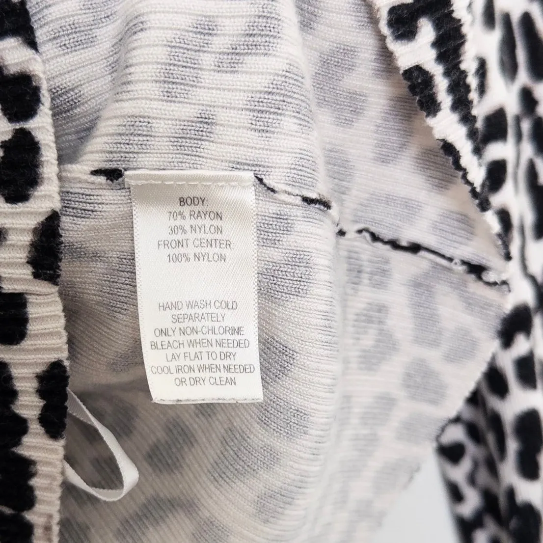 WHBM Womens Cardigan Size XS Black White Lace Animal Print Y2K Mob Wife Coquette - Image 5