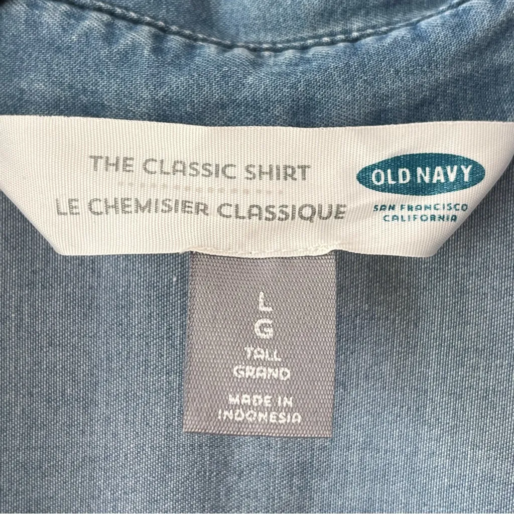 Old Navy• 100% Cotton Chambray Classic Shirt• size Large Tall - Image 8