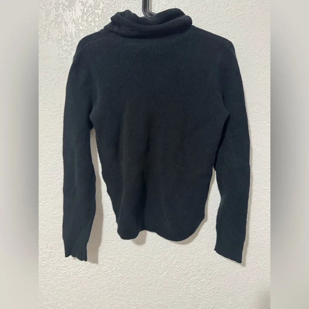 Lauren Ralph Lauren Solid Black Waffle Knit Cowl Neck Sweater - Image 2