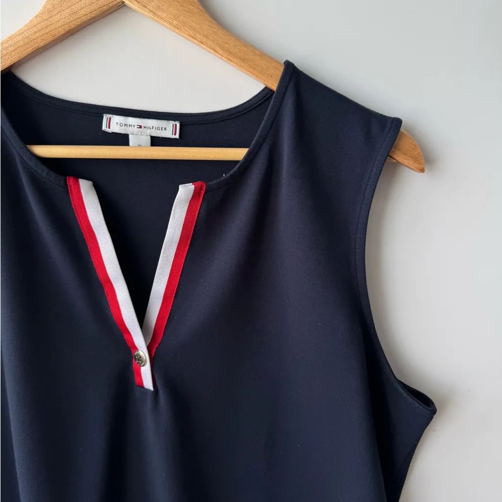 Tommy Hilfiger Tank Top Sleeveless‎ Red White Trim Casual Top XL - Image 2