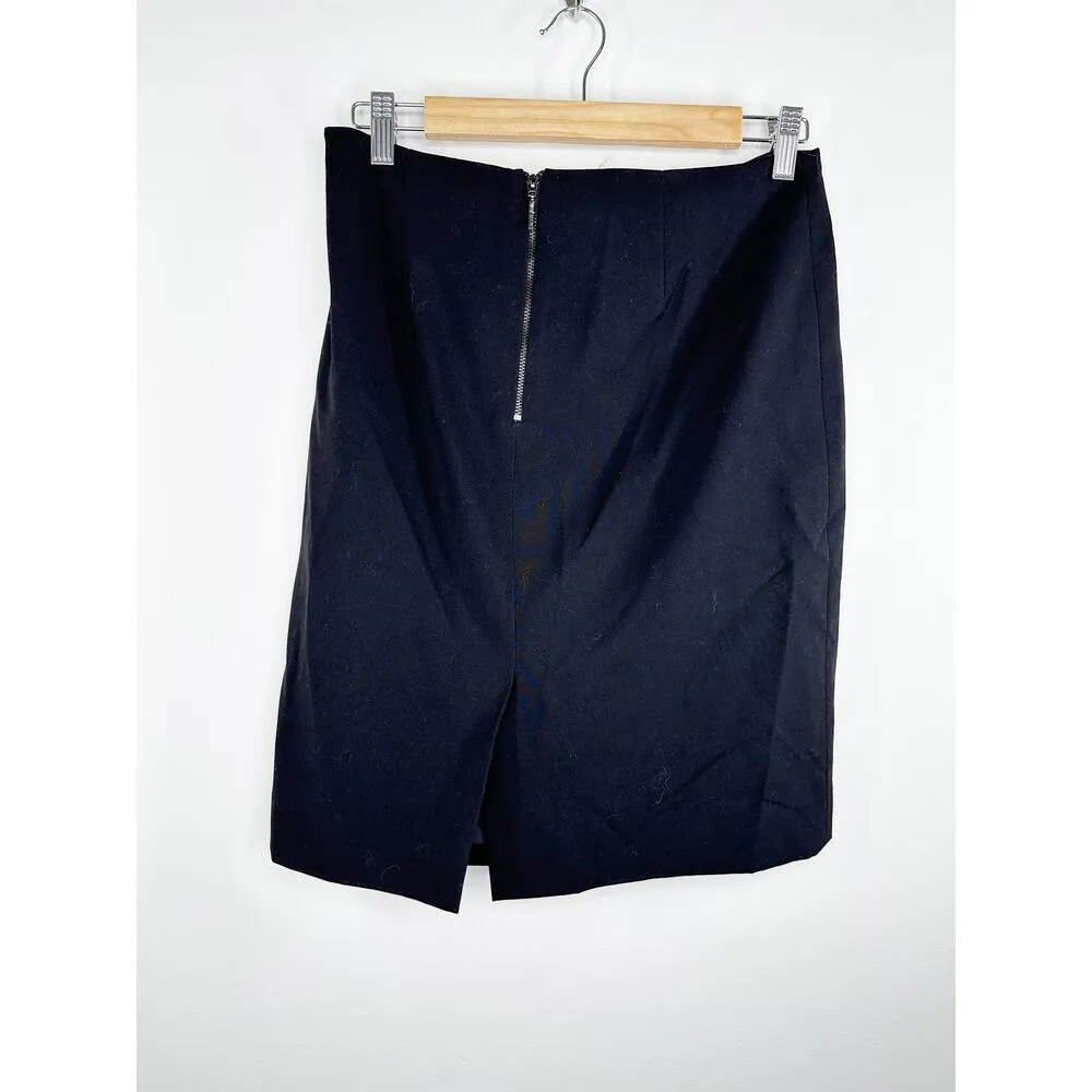 Anne Klein Womens Black Pencil Skirt Size 4 Career Office Basic Modest Slit - Image 2