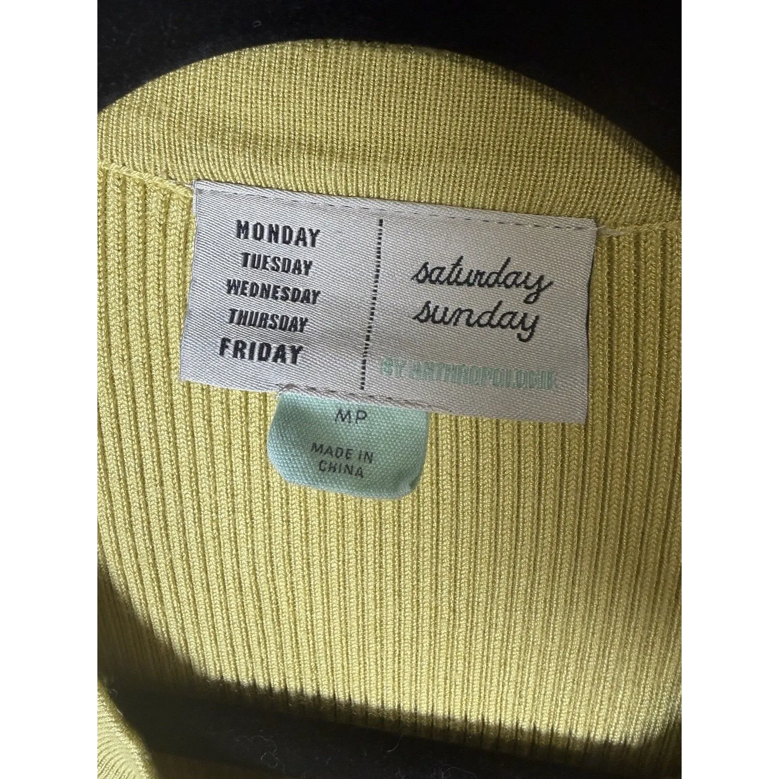 Anthropologie Saturday Sunday Yellow Ribbed Knit Long Duster Cardigan Size MP - Image 3