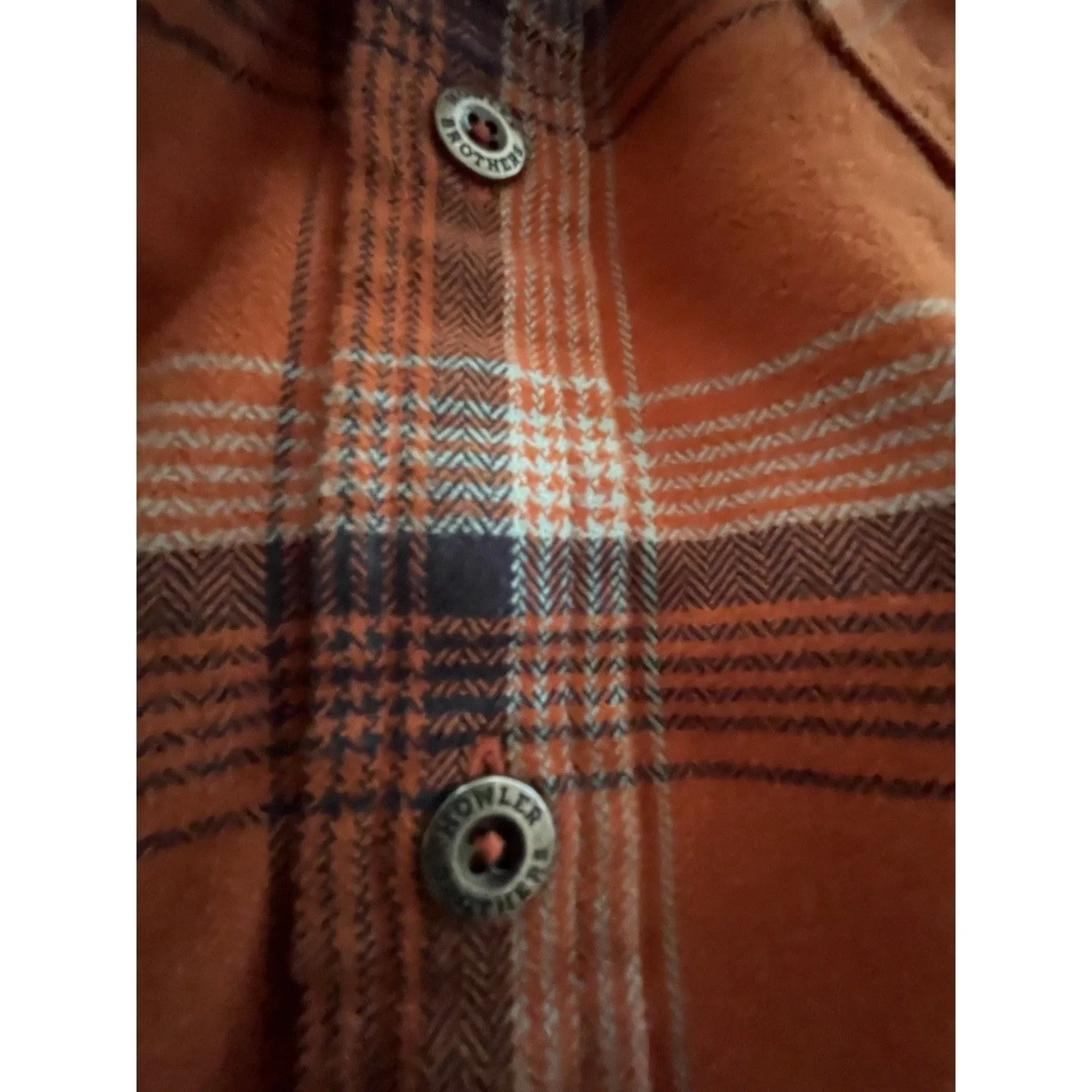 Howler Bros Flannel Shirt Womens S Red Orange Western Button Cotton Blend Plaid - Image 11