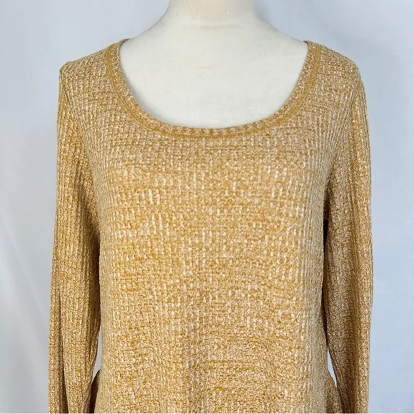 Anthropologie Saturday Sunday Wendy Waffle Top Womens Large Mustard‎ Ruffle Back - Image 5