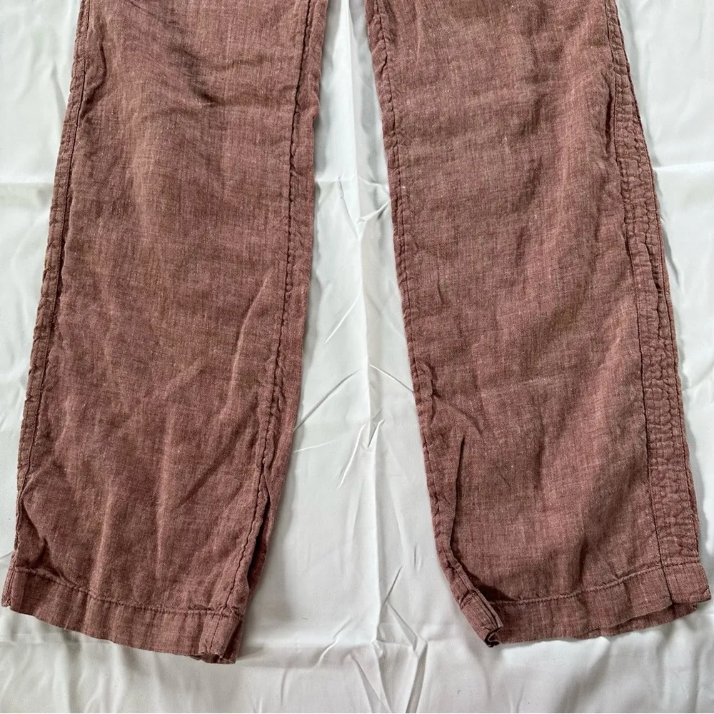 Athleta Cabo Linen Wide Leg Drawstring Pant Tawny Rose / Orchid Pink Sz 0 - Image 5