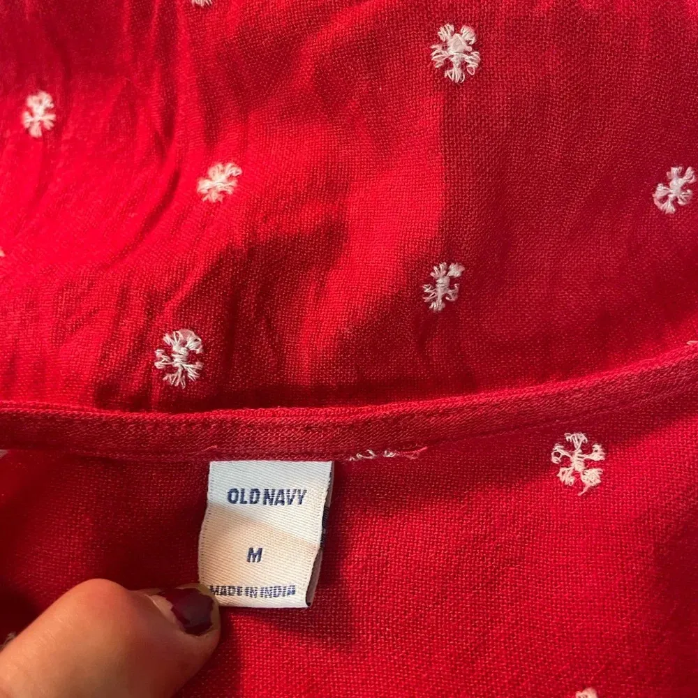 Old Navy summer dress with cap sleeve red white size medium - Image 5