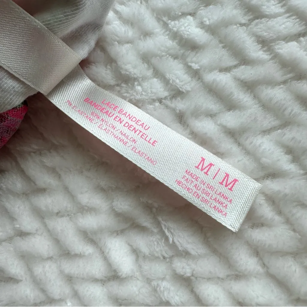 Victoria's Secret PINK Lace Bandeau Bra Size M Watermelon Neon Rave Festival - Image 6