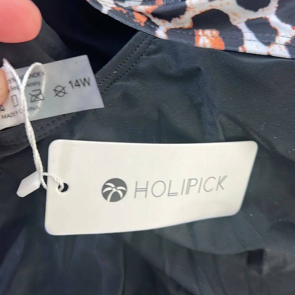 Leopard Print and Black Women's Swim Dress Brown Size 14W - Image 6