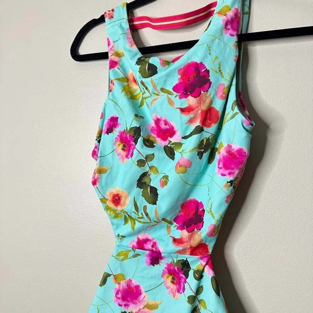 Nanette Lepore One Piece Womens 12 Swimsuit Swim Beach Resort Cruise Floral Blue - Image 3