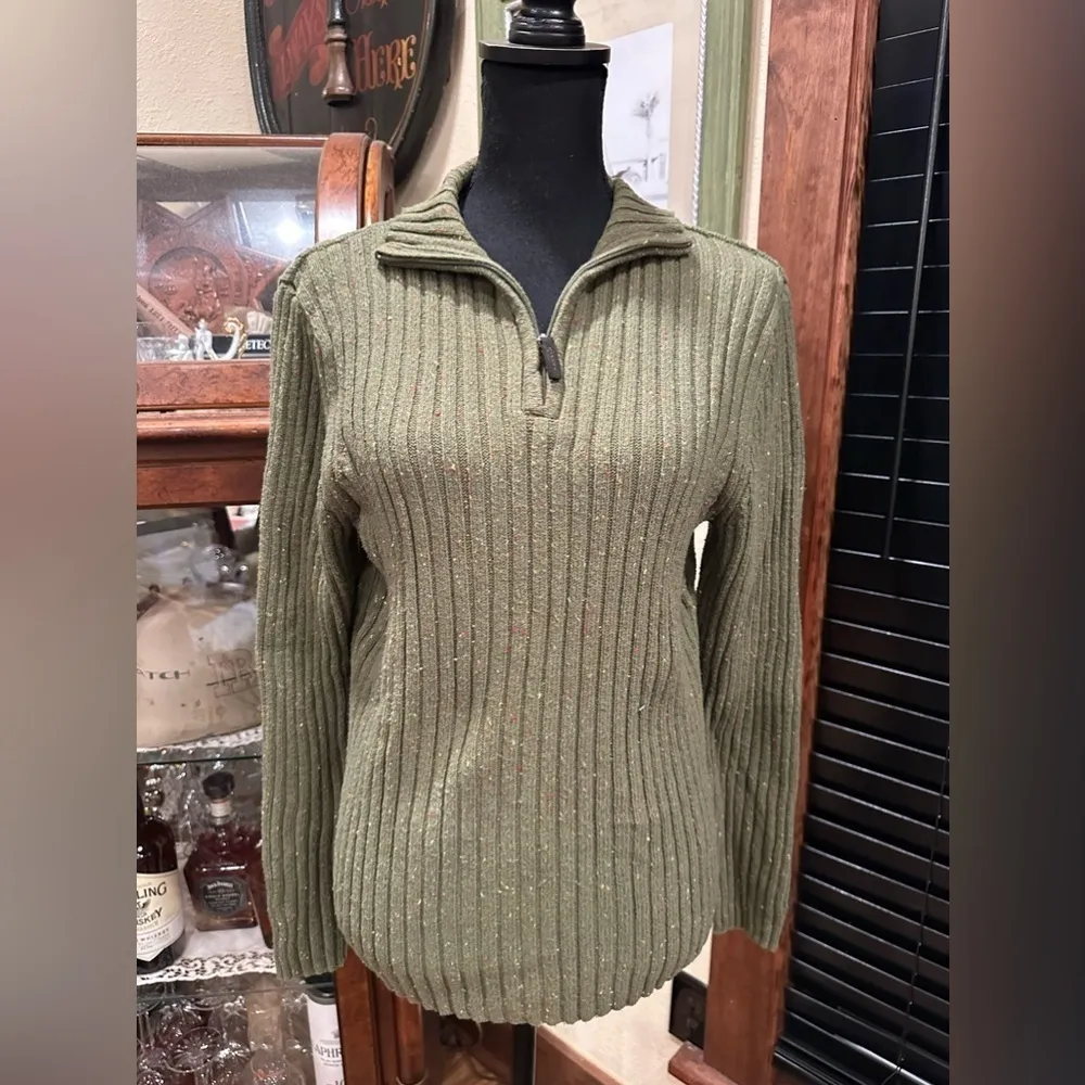 EUC Pria cable knit sweater with turtle neck and ZIPUP green sz XL - Image 3