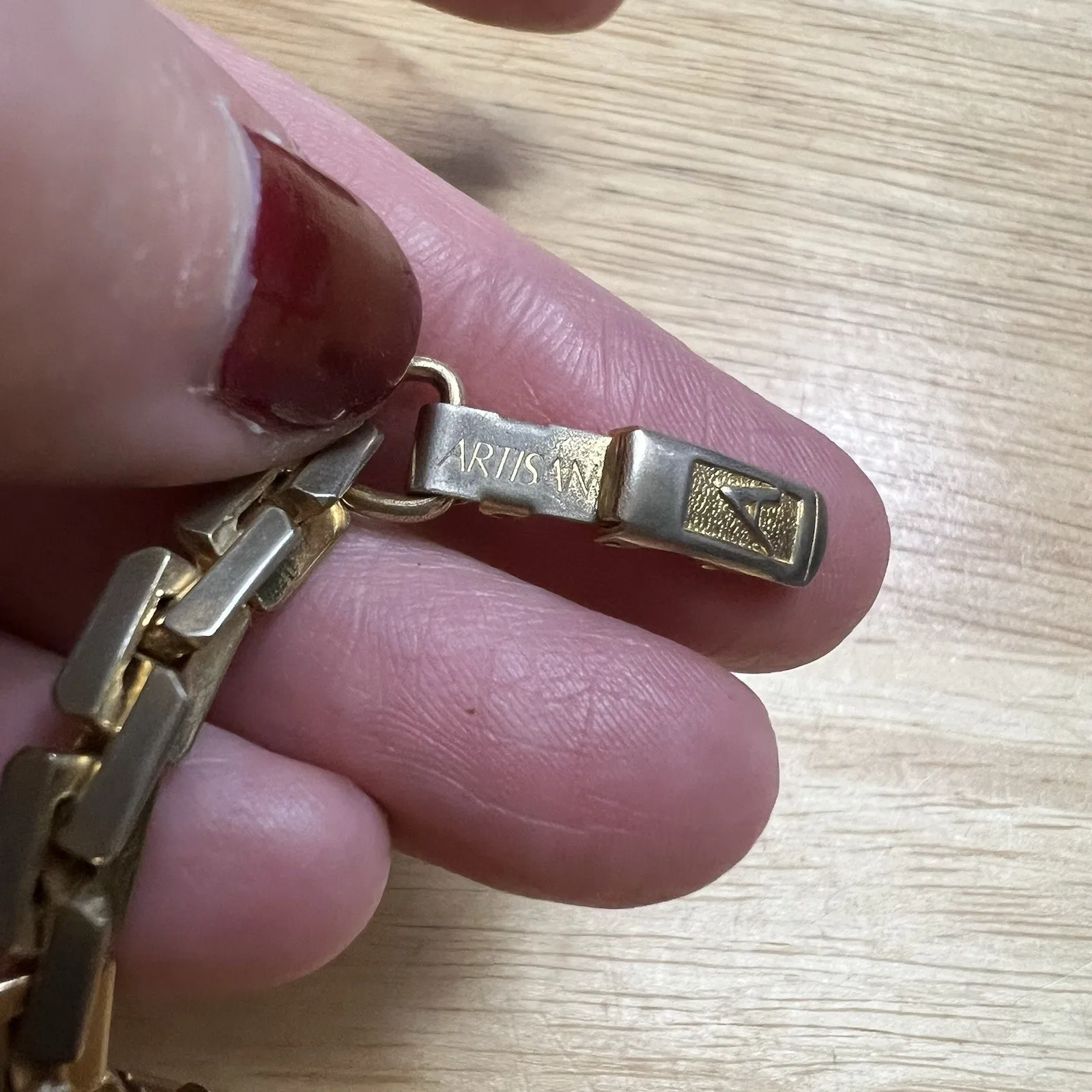 Vintage Designer Artisan Box Link Chain Bracelet 8" Gold Tone - Image 6