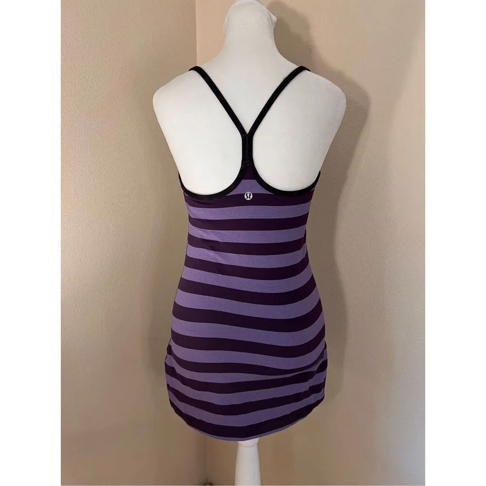 Lululemon Purple Zinfandel Deep Purple Stripe Power Y Athletic Tank Top Size 6 - Image 2