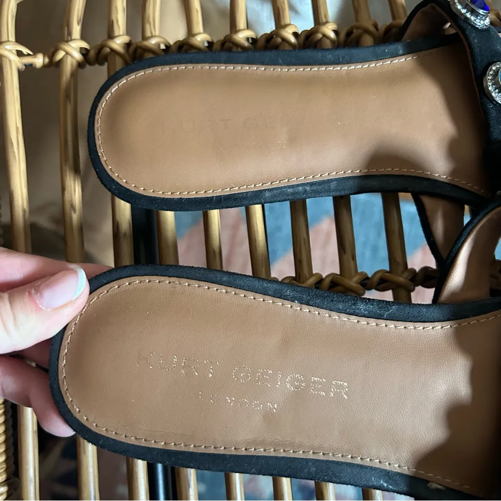 Kurt Geiger London Octavia Sandal Slide Suede‎ Leather Bejeweled Size 41 (10) - Image 3