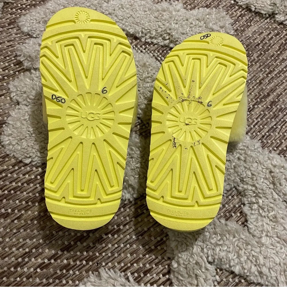 Ugg Bright Yellow Fuzzy Platform Slide Sandals size 6 - Image 5