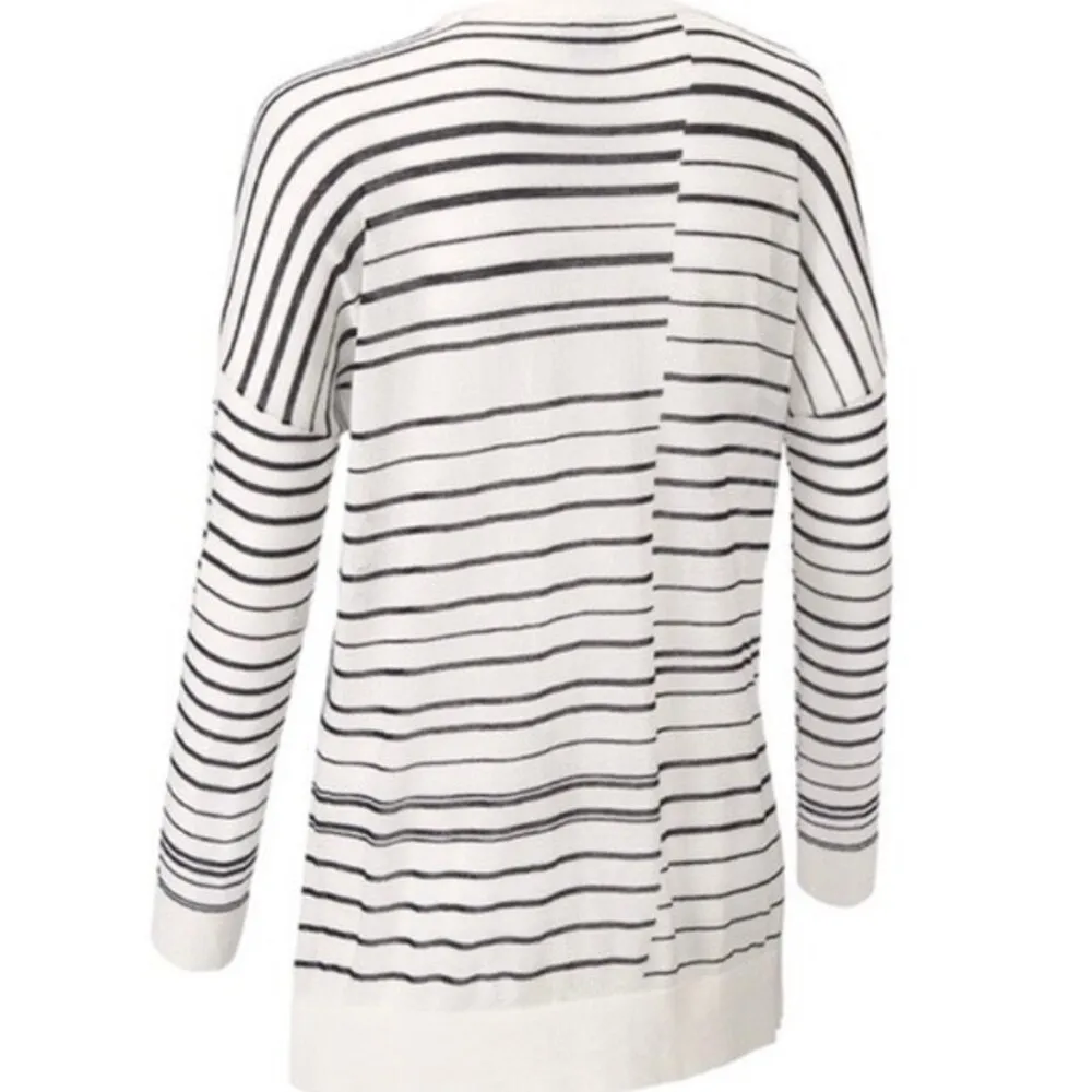 CAbi Captain Sweater Black and White Stripe Long Sleeve Knit Lightweight X-small - Image 3