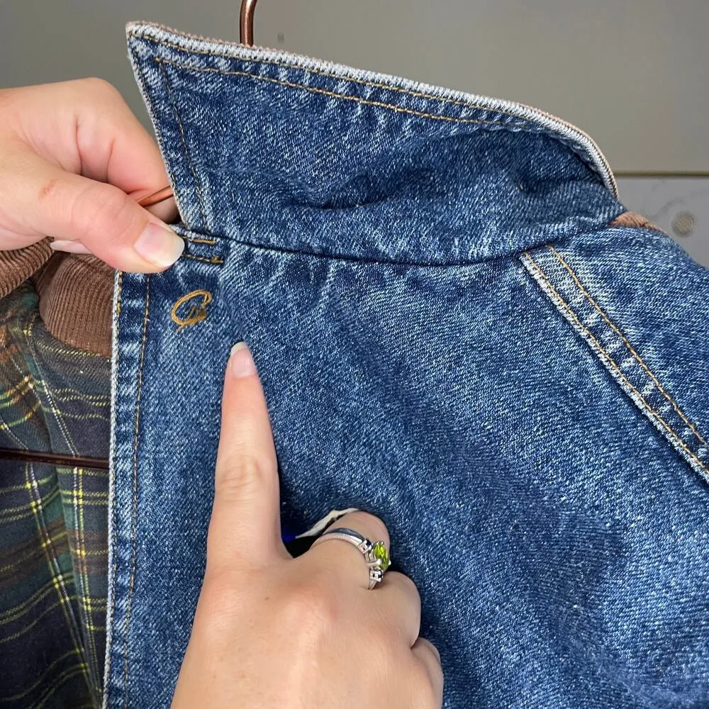 Laurice Outerwear Vintage 90s Denim Flannel Lined Button Up Jacket size Large - Image 8